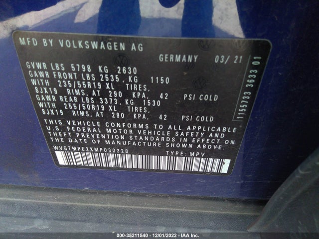 2021 Volkswagen ID.4, VIN: WVGTMPE2XMP030328