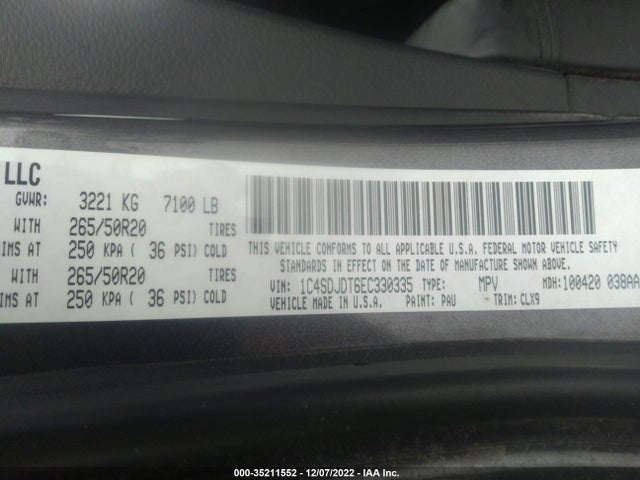 Dodge DURANGO LIMITED 2014 1C4SDJDT6EC330335 Image 9