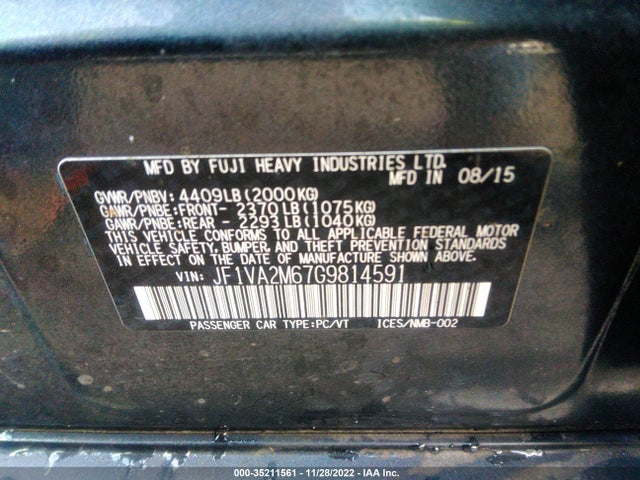 2016 Subaru WRX, VIN: JF1VA2M67G9814591