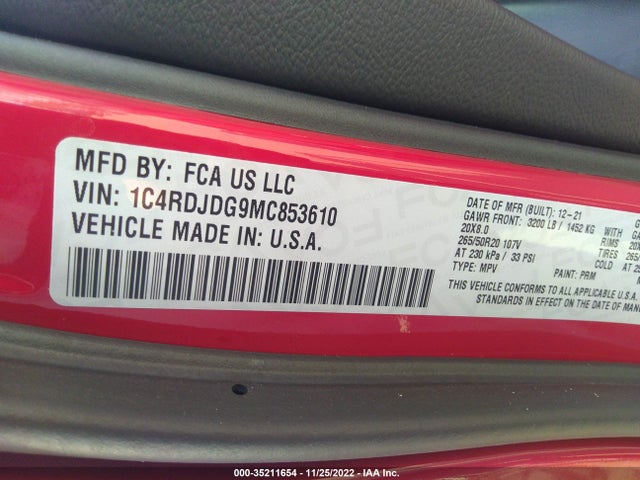 Dodge Durango Gt Plus 2021 1C4RDJDG9MC853610 Image 9