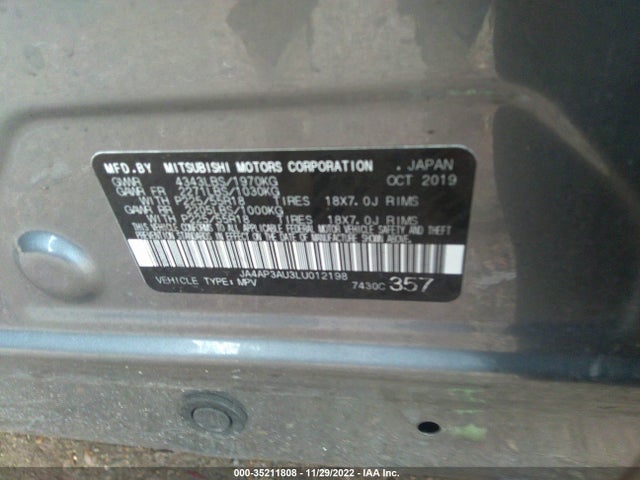 JA4AP3AU3LU012198 Mitsubishi Outlander Sport Es 2.0/sp 2.0