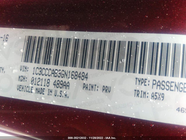 1C3CCCAB9GN168484 Chrysler 200 Limited