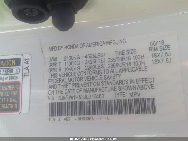 Honda CR-V EX 2018 5J6RW1H53JL010463 Image 9