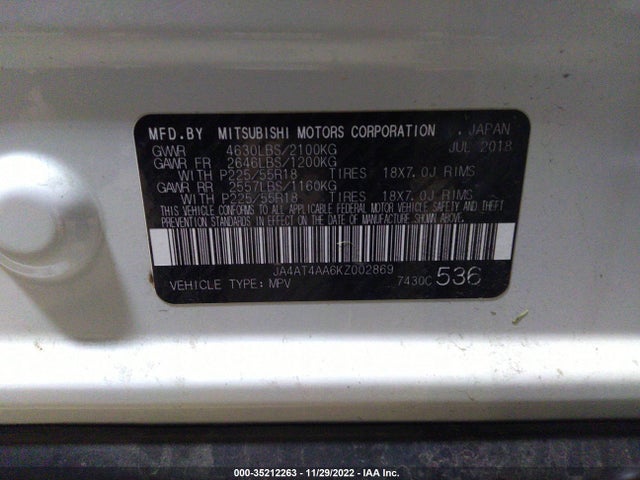 Mitsubishi Eclipse Cross 2019 JA4AT4AA6KZ002869 Image 10