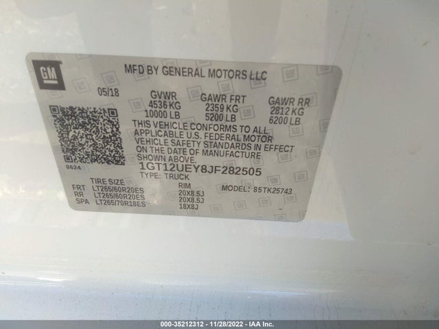 2018 GMC Sierra 2500HD, VIN: 1GT12UEY8JF282505