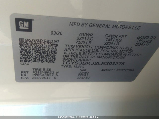 2020 Cadillac Escalade, VIN: 1GYS3BKJ2LR303275