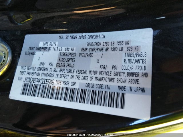 2019 Mazda MX-5 Miata, VIN: JM1NDAB74K0305949
