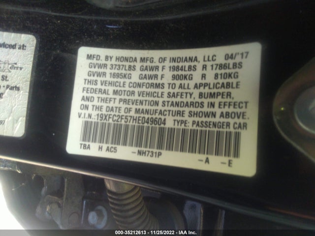 Honda Civic Sedan Lx 2017 19XFC2F57HE049604 Image 9