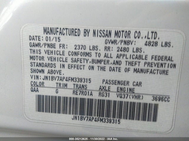 2015 Infiniti Q50, VIN: JN1BV7AP4FM339315