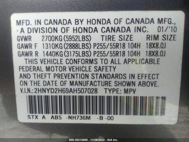 Acura Mdx Technology Pkg 2010 2HNYD2H69AH507028 Image 10