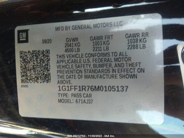 Chevrolet Camaro 1ss 2021 1G1FF1R76M0105137 Image 9