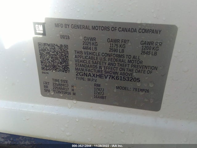2019 CHEVROLET EQUINOX LS VIN: 2GNAXHEV7K6153205