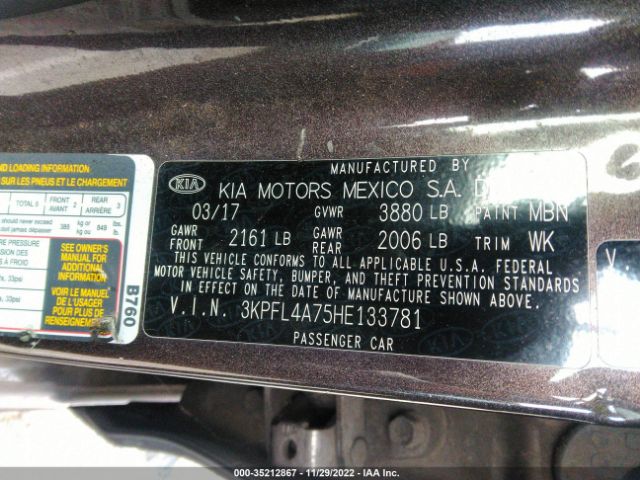 3KPFL4A75HE133781 KIA FORTE LX