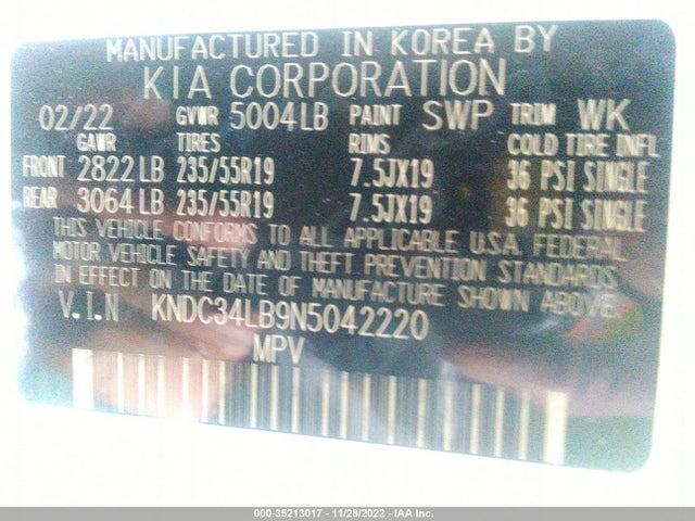 2022 Kia EV6, VIN: KNDC34LB9N5042220