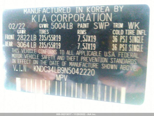 KNDC34LB9N5042220 KIA EV6 LIGHT