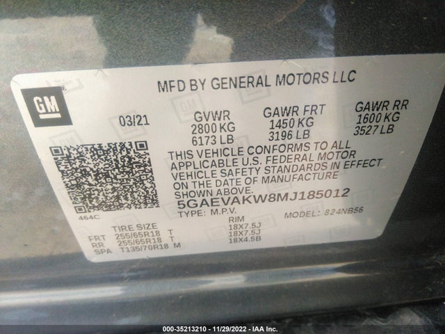 2021 Buick Enclave, VIN: 5GAEVAKW8MJ185012