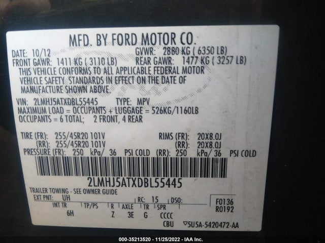 Lincoln MKT 2013 2LMHJ5ATXDBL55445 Image 11