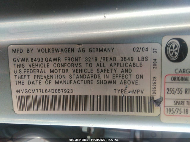 Volkswagen Touareg 2004 WVGCM77L64D057923 Image 10