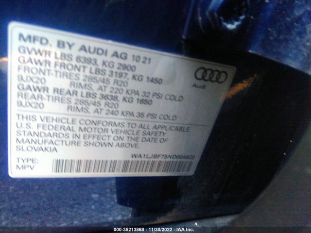 2022 Audi Q7, VIN: WA1LJBF75ND004629