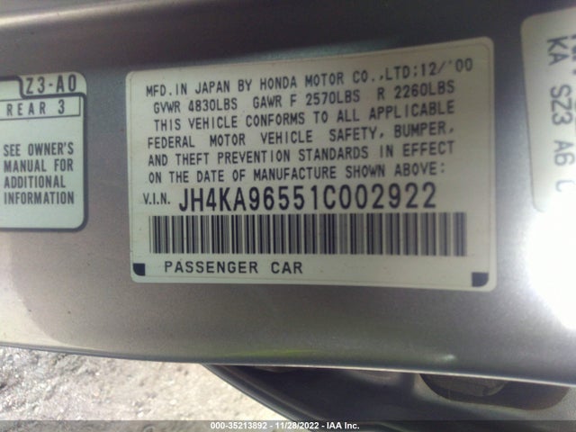Acura RL 2001 JH4KA96551C002922 Image 10