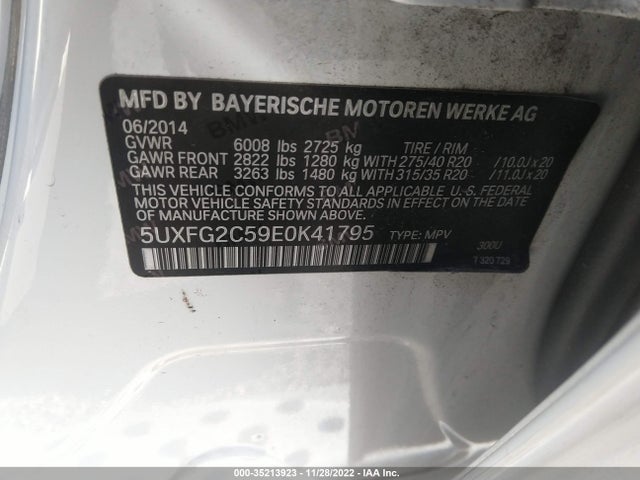BMW X6 Xdrive35i 2014 5UXFG2C59E0K41795 Image 10