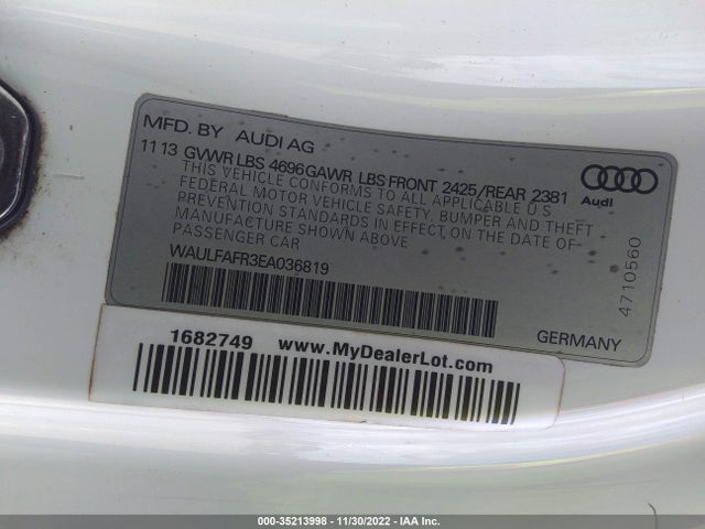 2014 Audi A5, VIN: WAULFAFR3EA036819