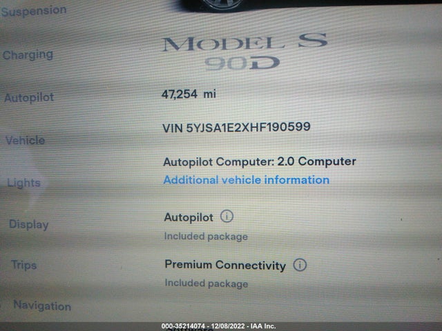 Tesla Model S 100d/90d/75d/60d/p100d 2017 5YJSA1E2XHF190599 Image 7