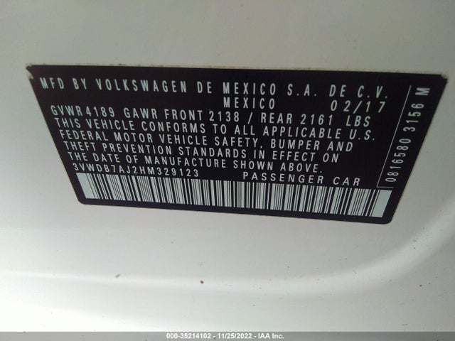 Volkswagen Jetta 1.4t Se 2017 3VWDB7AJ2HM329123 Image 10