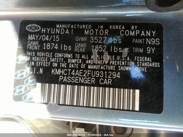 2015 HYUNDAI ACCENT GLS VIN: KMHCT4AE2FU931294