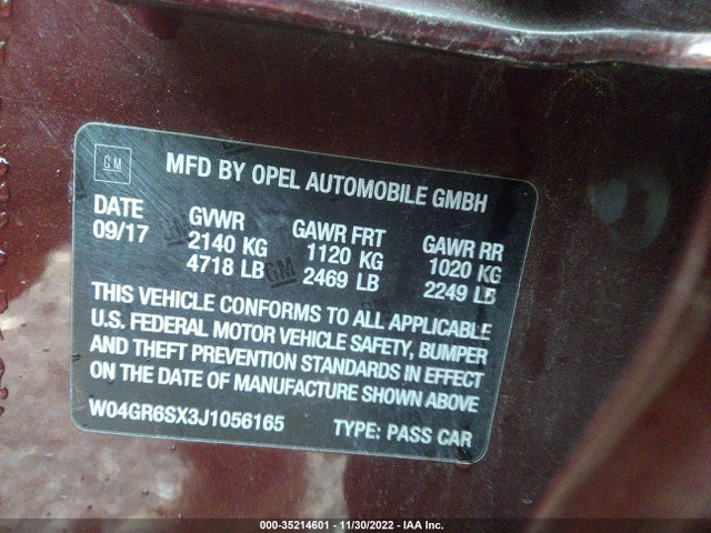 2018 Buick Regal, VIN: W04GR6SX3J1056165