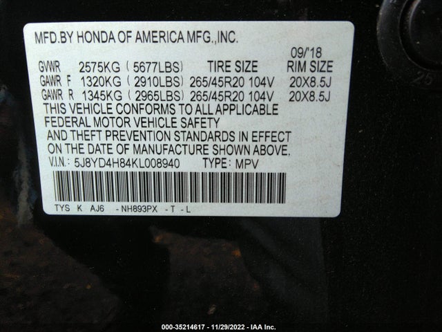 Acura Mdx W/advance Pkg 2019 5J8YD4H84KL008940 Image 11