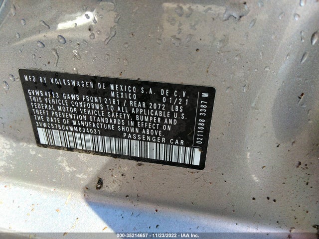 2021 Volkswagen Jetta, VIN: 3VWC57BU4MM034031