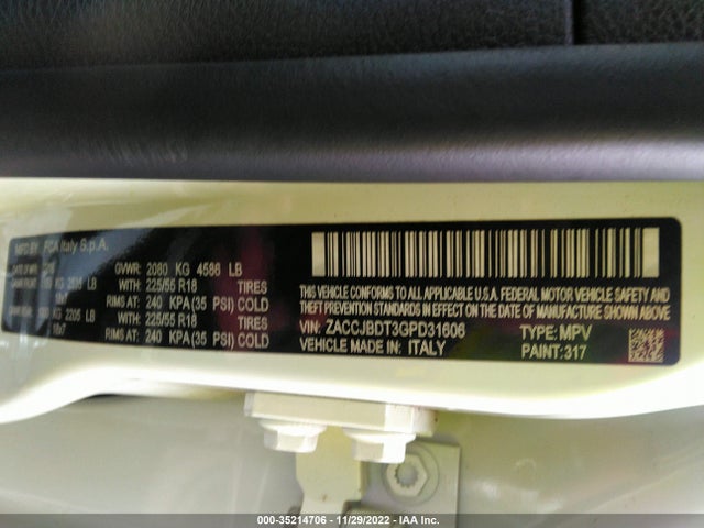 2016 Jeep Renegade, VIN: ZACCJBDT3GPD31606
