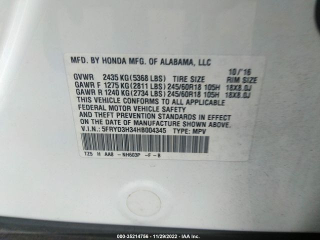 5FRYD3H34HB004345 Acura MDX