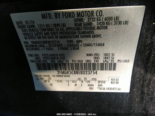 2014 Ford Flex, VIN: 2FMGK5C88EBD23754