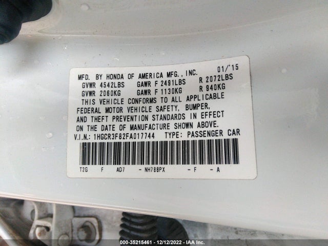 2015 Honda Accord, VIN: 1HGCR3F82FA017744