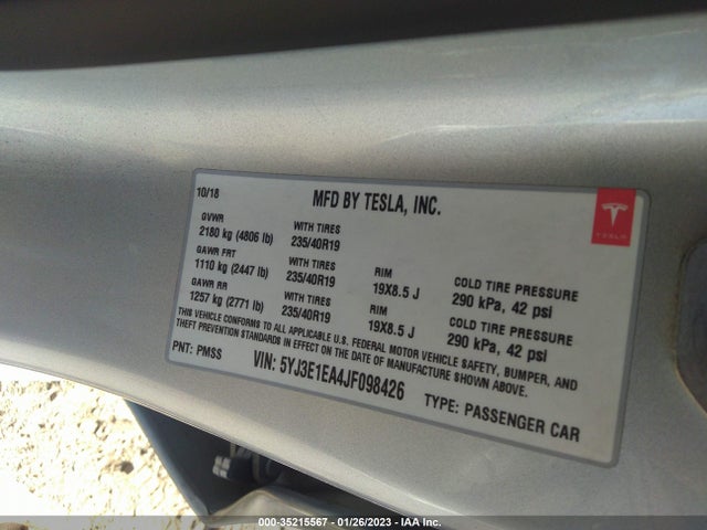 Tesla MODEL 3 2018 5YJ3E1EA4JF098426 Image 10