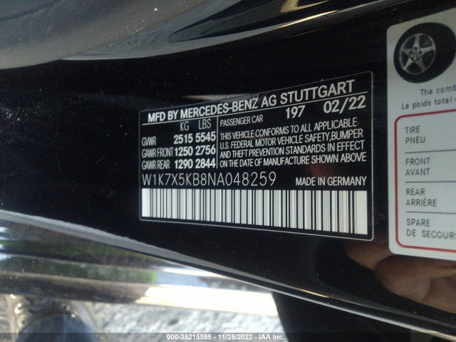 2022 Mercedes-Benz AMG GT, VIN: W1K7X5KB8NA048259