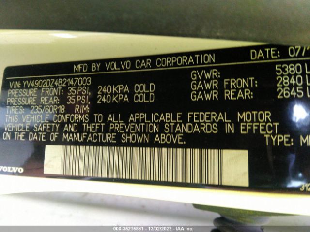 YV4902DZ4B2147003 Volvo XC60