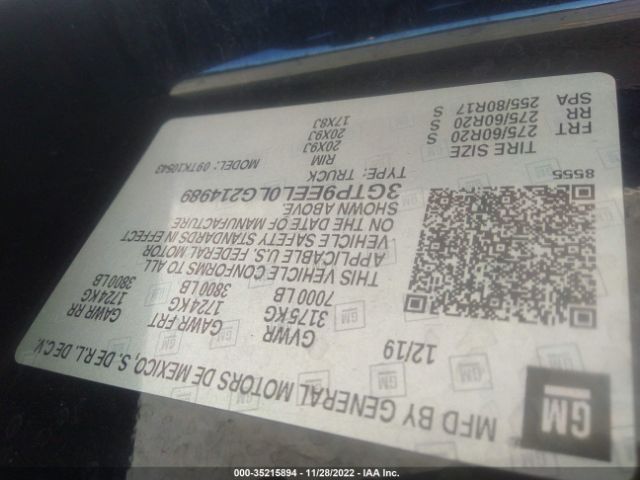 3GTP9EEL0LG214989 GMC Sierra 1500 At4