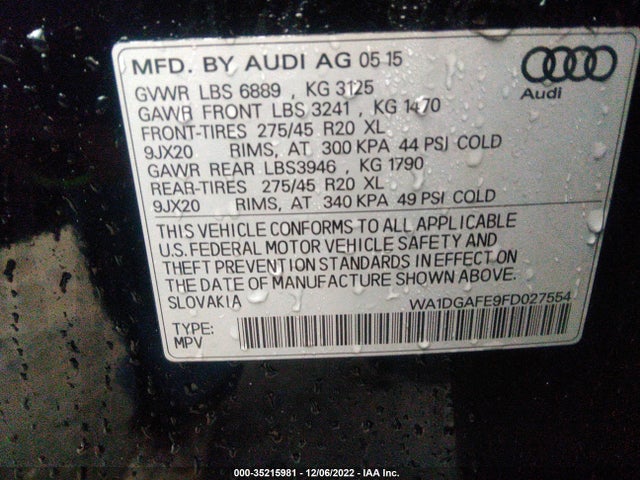 WA1DGAFE9FD027554 Audi Q7 3.0t S Line Prestige