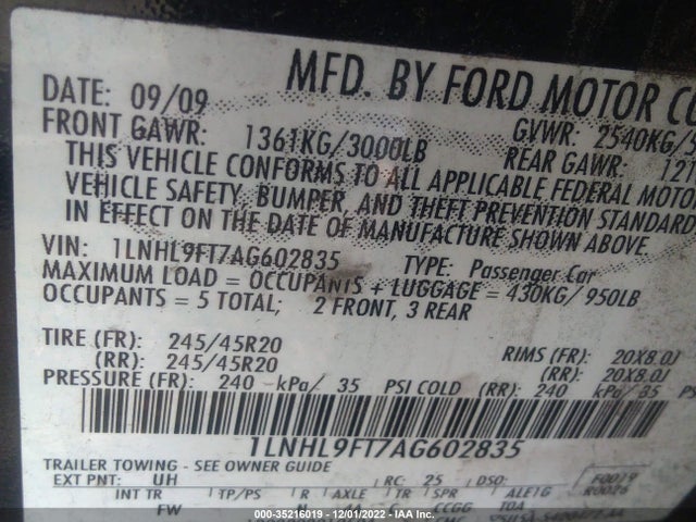 Lincoln Mks W/ecoboost 2010 1LNHL9FT7AG602835 Image 9