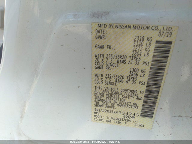 2019 Nissan Murano, VIN: 5N1AZ2MJ3KN154745