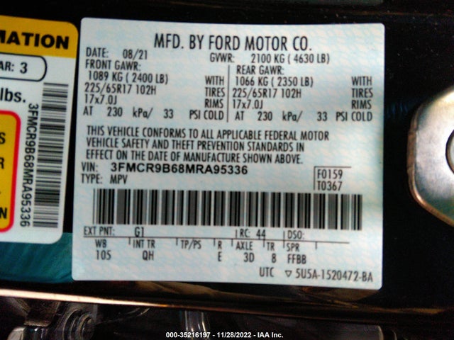 2021 Ford Bronco, VIN: 3FMCR9B68MRA95336