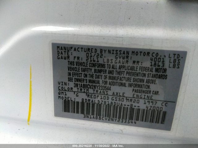 3N1AB8CV2NY233544 Nissan SENTRA SV
