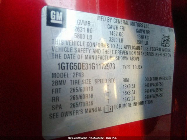 1GTG5DE31G1172973 GMC Canyon 2wd Slt