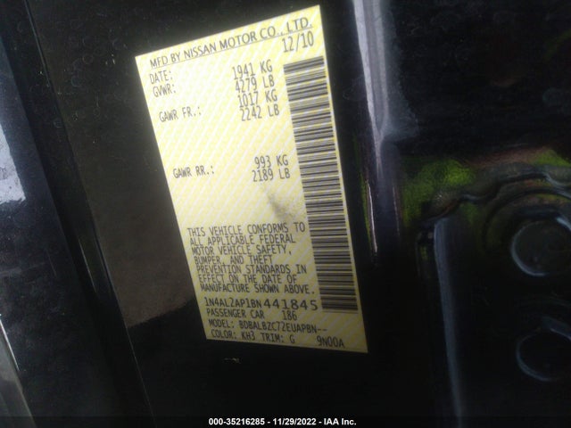 2011 NISSAN ALTIMA 2.5 SL VIN: 1N4AL2AP1BN441845