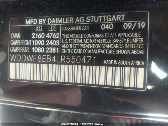 2020 Mercedes-Benz C-Class, VIN: WDDWF8EB4LR550471