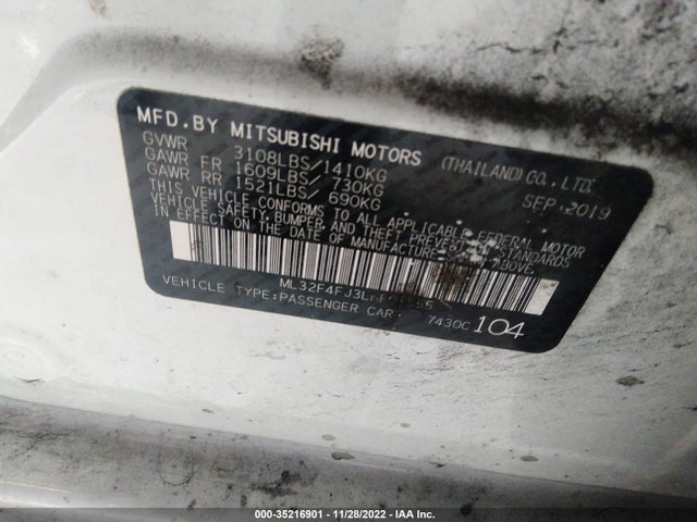 ML32F4FJ3LHF01555 Mitsubishi Mirage G4 Se/le