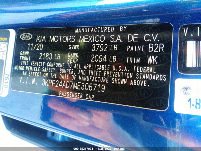 2021 Kia Forte, VIN: 3KPF24AD7ME306719
